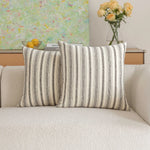 Square Throw Pillow Cover Cotton-Linen Vertical Stripe
