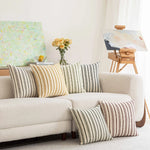 Square Throw Pillow Cover Cotton-Linen Vertical Stripe