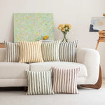 Square Throw Pillow Cover Cotton-Linen Vertical Stripe