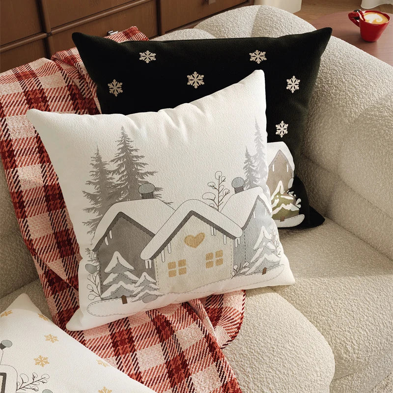 Square Throw Pillow Cover Embroidered Textured Plush