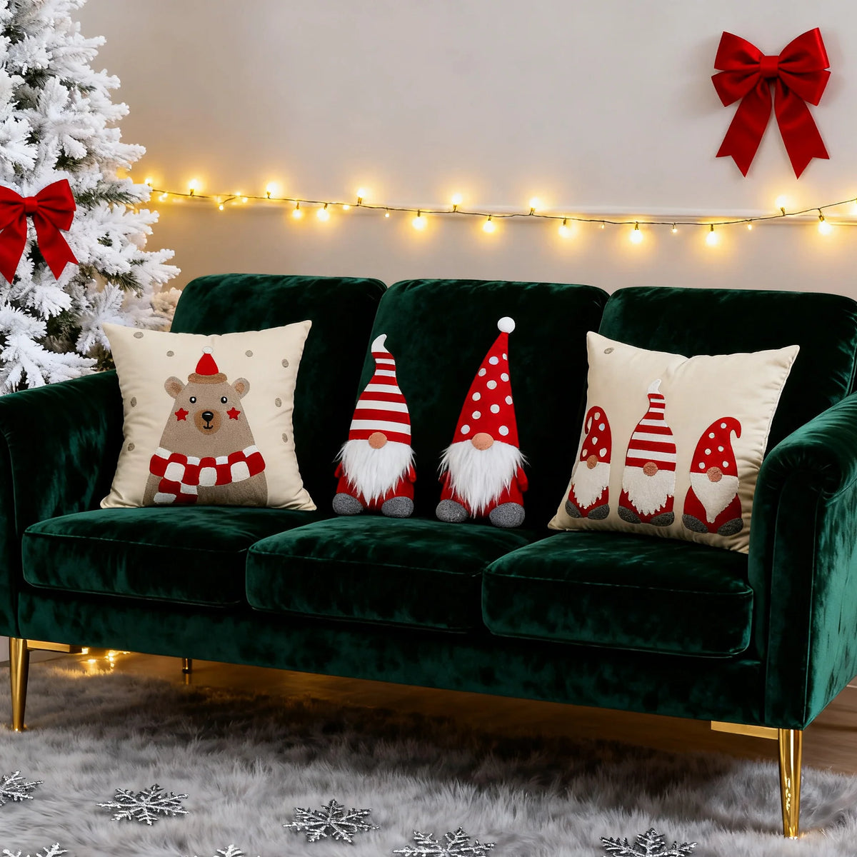 Square Throw Pillow Cover Raised Embroidery Linen-Blend Hidden Zipper