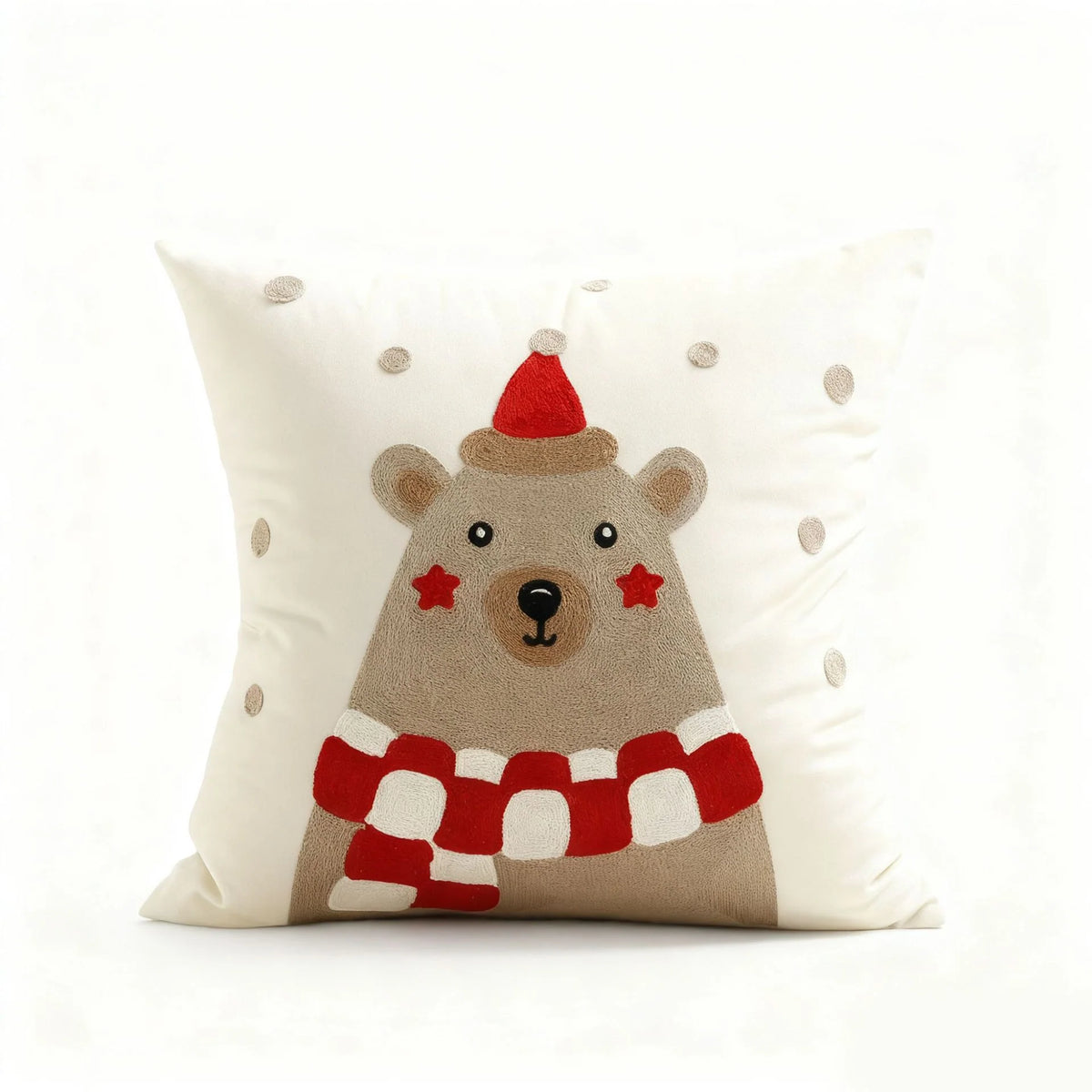 Square Throw Pillow Cover Raised Embroidery Linen-Blend Hidden Zipper