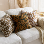 Square Throw Pillow Cover Tufted Chenille Raised Maze Pattern