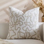 Square Throw Pillow Cover Tufted Chenille Raised Maze Pattern