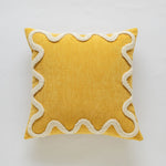 Square Throw Pillow Cover Wavy Chenille Cotton-Linen Hidden Zipper