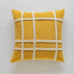Square Throw Pillow Cover Wavy Chenille Cotton-Linen Hidden Zipper