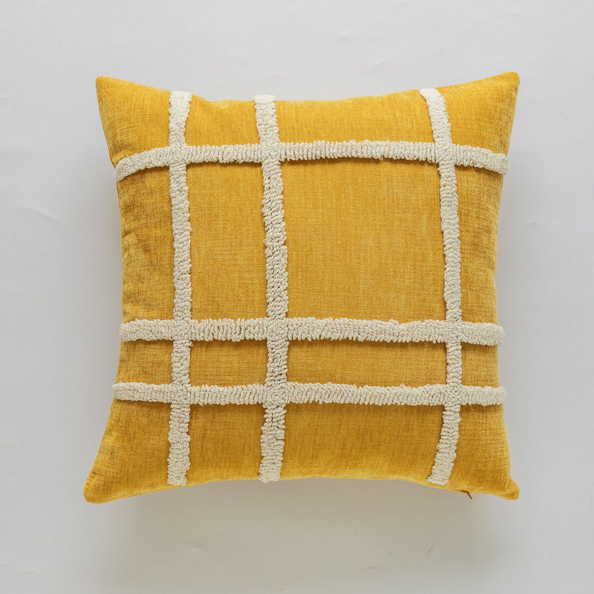 Square Throw Pillow Cover Wavy Chenille Cotton-Linen Hidden Zipper