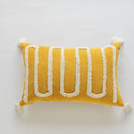 Square Throw Pillow Cover Wavy Chenille Cotton-Linen Hidden Zipper
