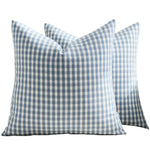 Square Throw Pillow Covers Reversible Gingham Cotton-Linen