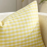 Square Throw Pillow Covers Reversible Gingham Cotton-Linen