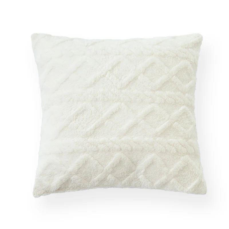 Square Throw Pillow Faux Fur Embossed Diamond Polyester Fill