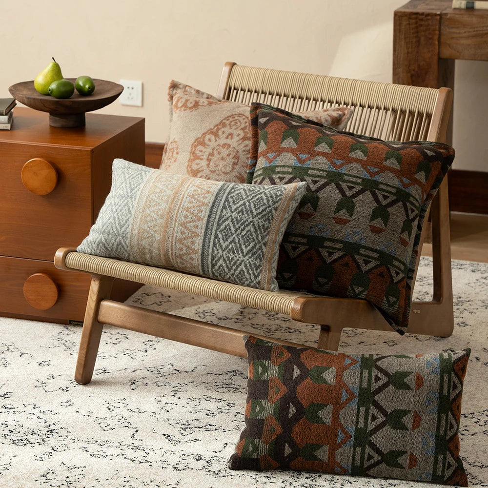 Square Throw Pillow Jacquard Bouclé Concealed Zipper