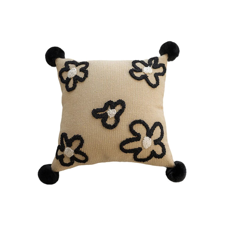 Square Throw Pillow Knitted Tufted Diamond 18 Inch