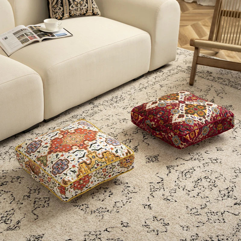 Square Throw Pillow Oriental Medallion Cotton-Blend 17x17