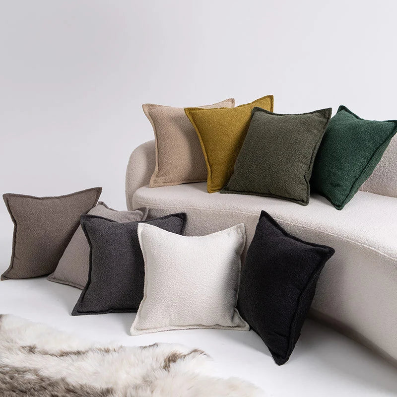 Square Throw Pillow Pair Bouclé Removable Machine Washable Covers