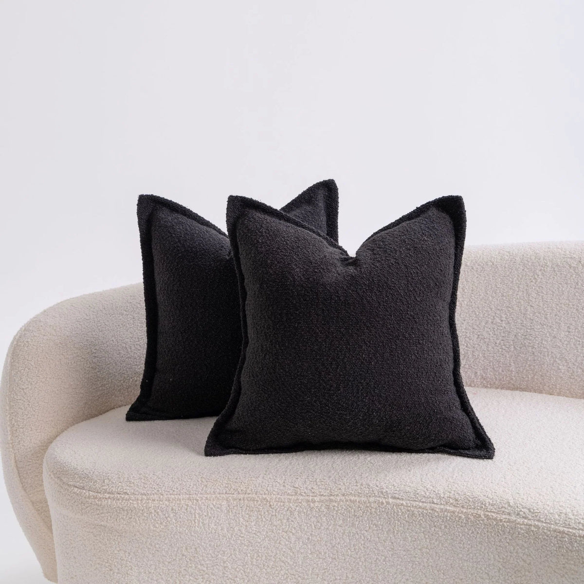 Square Throw Pillow Pair Bouclé Removable Machine Washable Covers