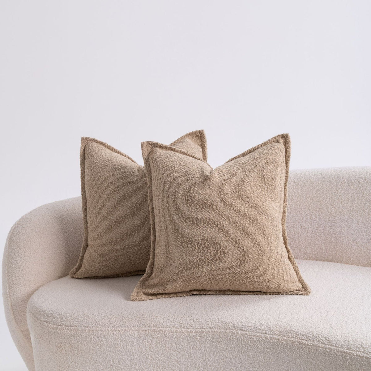 Square Throw Pillow Pair Bouclé Removable Machine Washable Covers