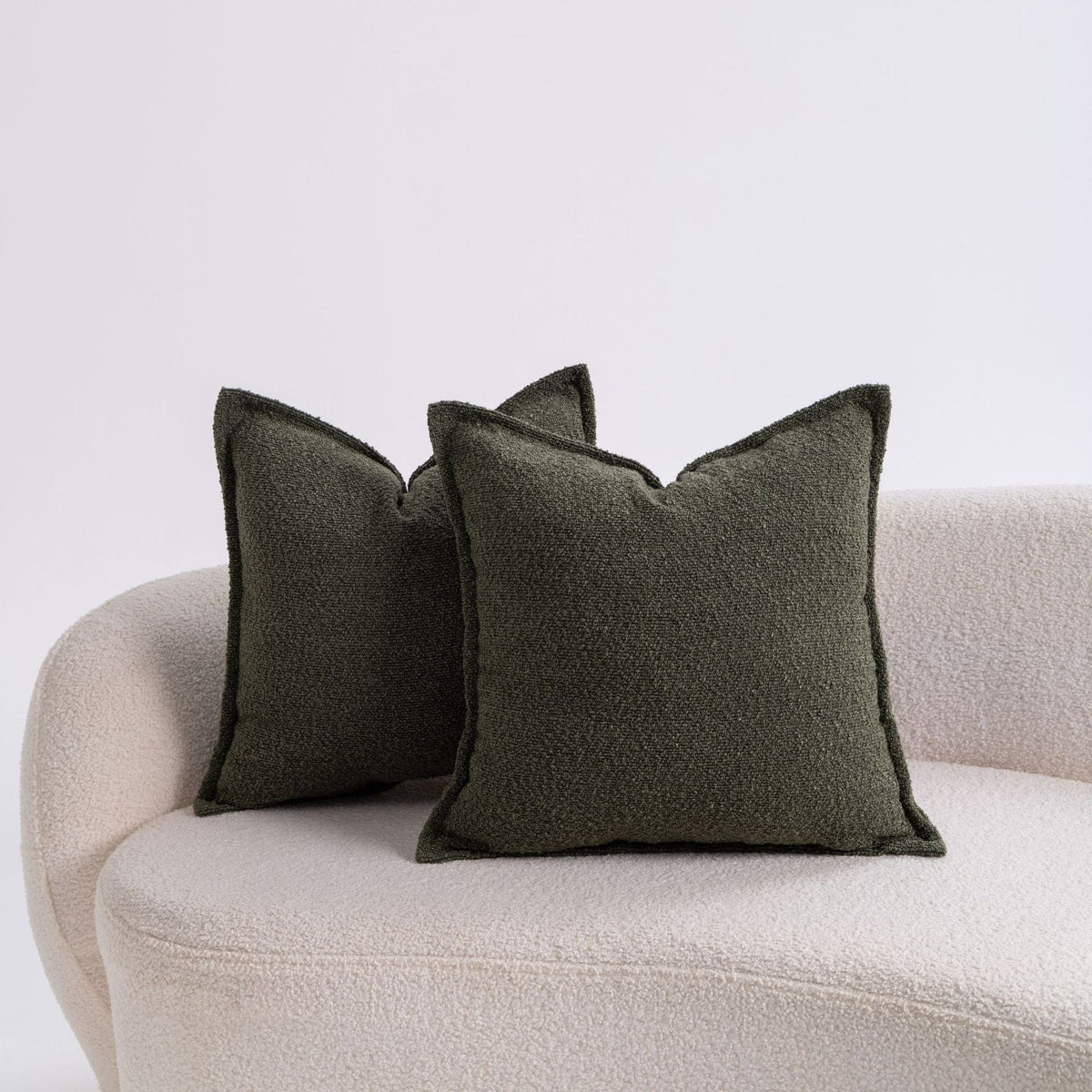Square Throw Pillow Pair Bouclé Removable Machine Washable Covers