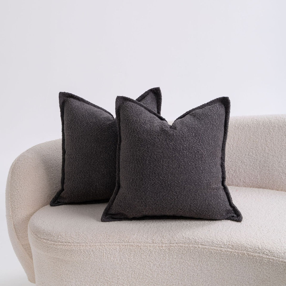 Square Throw Pillow Pair Bouclé Removable Machine Washable Covers