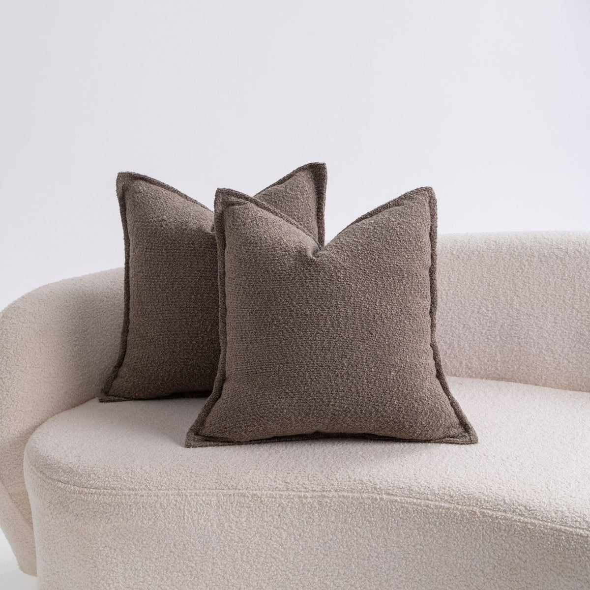 Square Throw Pillow Pair Bouclé Removable Machine Washable Covers