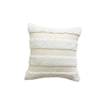 Square Throw Pillow Plush Velvet & Pom-Pom Fringe Removable Insert