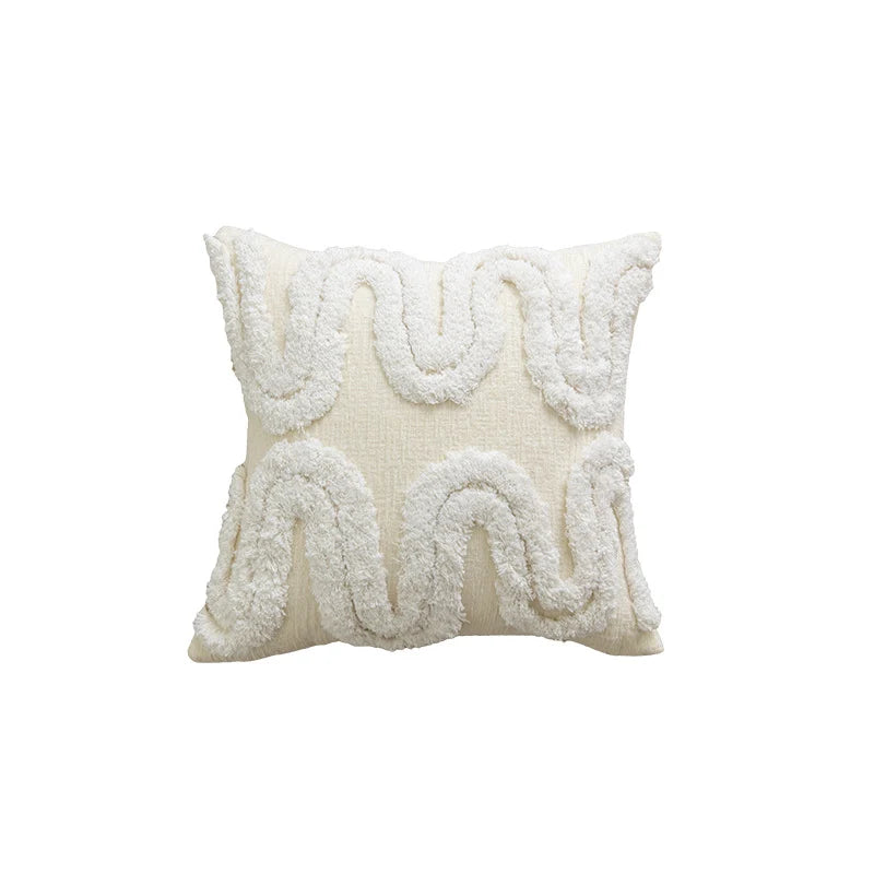 Square Throw Pillow Plush Velvet & Pom-Pom Fringe Removable Insert