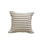 Square Throw Pillow Plush Velvet & Pom-Pom Fringe Removable Insert