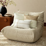 Square Throw Pillow Two-Tone Knit & Linen Removable Cover