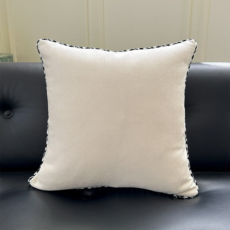 Square Throw Pillow Velvet Cover Contrasting Piping Shape-Retaining Fill