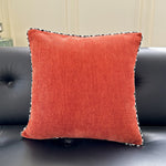 Square Throw Pillow Velvet Cover Contrasting Piping Shape-Retaining Fill