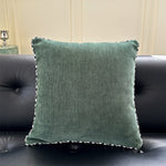 Square Throw Pillow Velvet Cover Contrasting Piping Shape-Retaining Fill