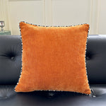 Square Throw Pillow Velvet Cover Contrasting Piping Shape-Retaining Fill