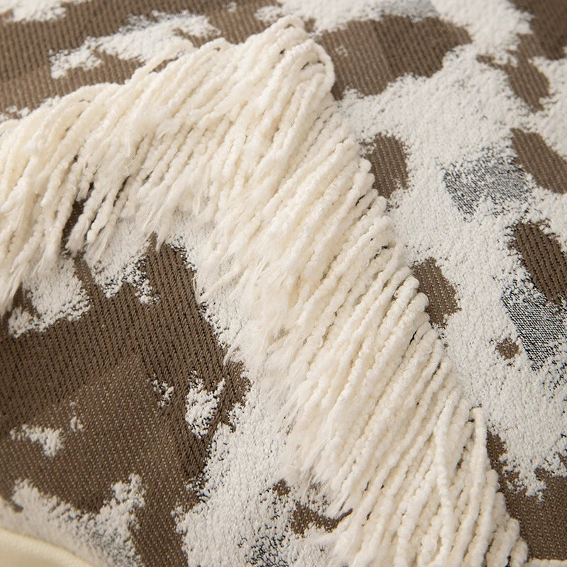 Square Throw Pillow Woven Geometric Fringe & Removable Cover