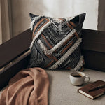 Square Throw Pillow Woven Geometric Fringe & Removable Cover