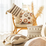 Square Throw Pillow Woven Tufted Cotton & Tassels