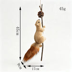 Squirrel Figurine Felt & Wood Lifelike Compact