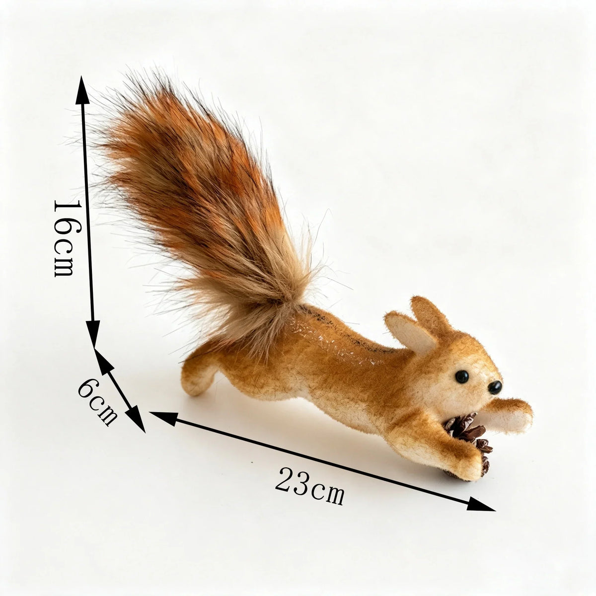 Squirrel Figurine Felt & Wood Lifelike Compact