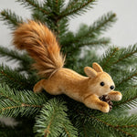 Squirrel Figurine Lifelike Felt & Wood Compact