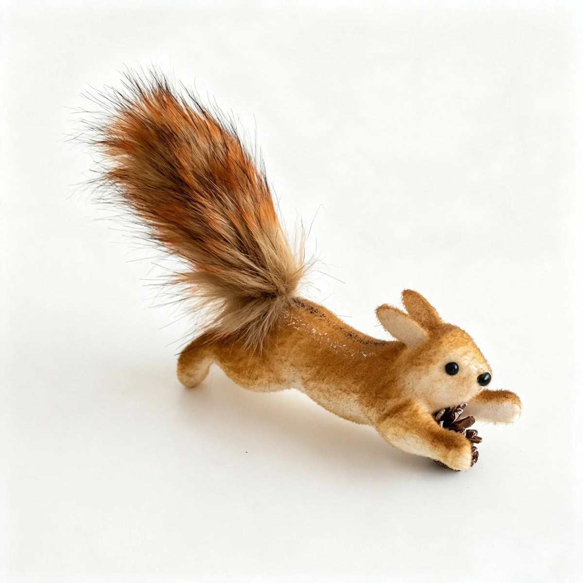 Squirrel Figurine Lifelike Felt & Wood Compact