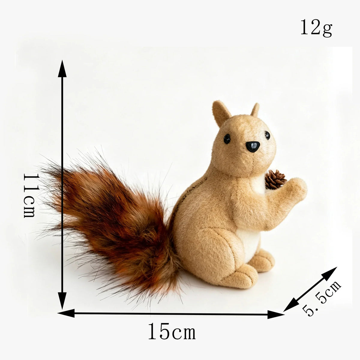 Squirrel Figurine Lifelike Felt & Wood Compact