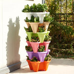 Stackable Planter 6-Tier Rolling Tray Built-In Watering