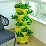 Stackable Planter 6-Tier Rolling Tray Built-In Watering