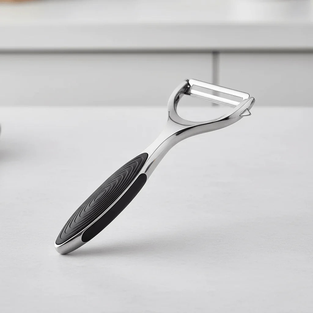 Stainless Steel Vegetable Peeler with Double-Sided Blade and Ergonomic Grip
