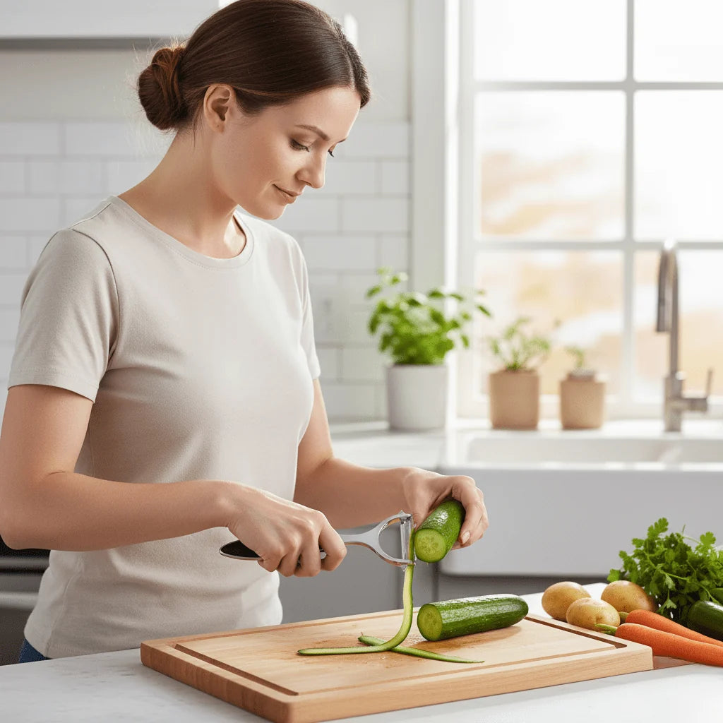 Stainless Steel Vegetable Peeler with Double-Sided Blade and Ergonomic Grip