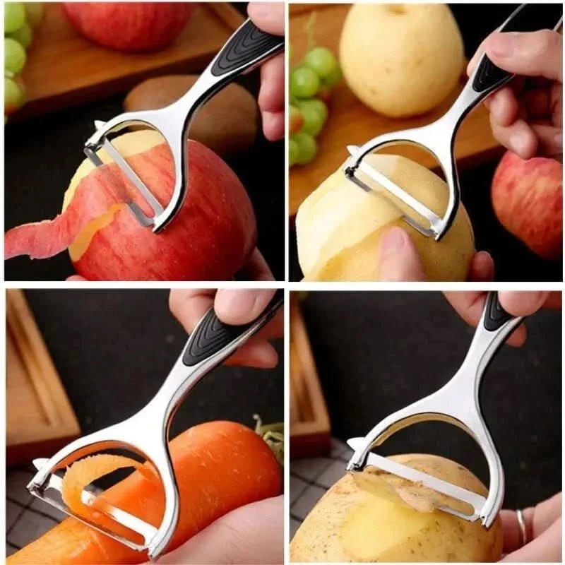 Stainless Steel Vegetable Peeler with Double-Sided Blade and Ergonomic Grip