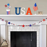 Star Garland Patriotic Red White & Blue Weather-Resistant