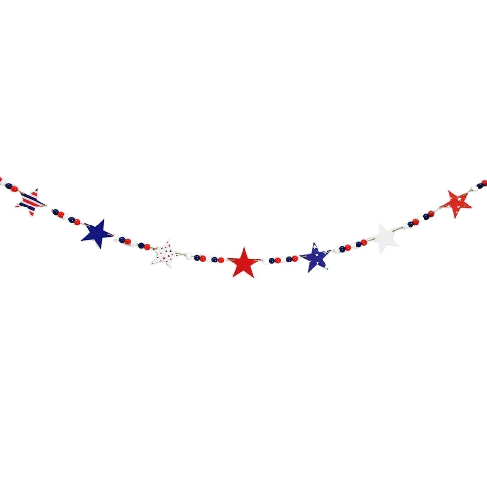 Star Garland Patriotic Red White & Blue Weather-Resistant