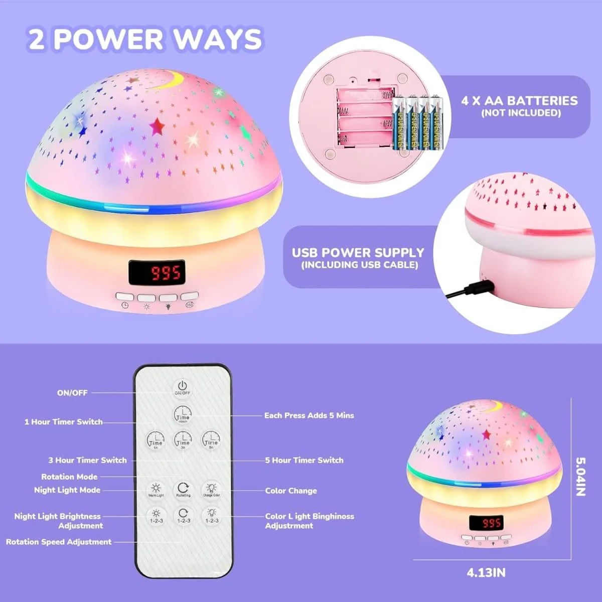 Star Projector 16-Color Rotating With Remote & Timer
