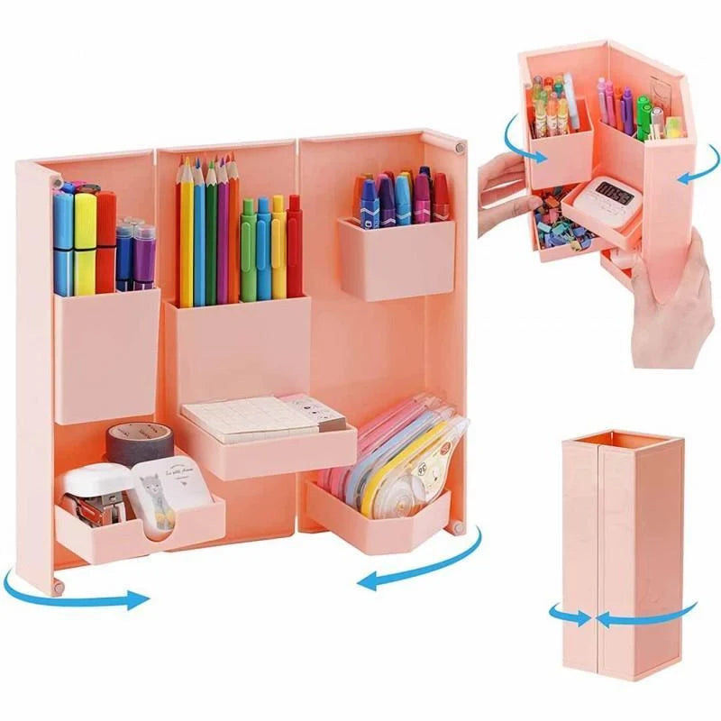 Stationery Organizer Box Foldable Magnetic Multiple Compartments