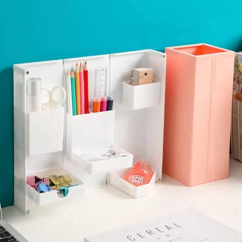 Stationery Organizer Box Foldable Magnetic Multiple Compartments